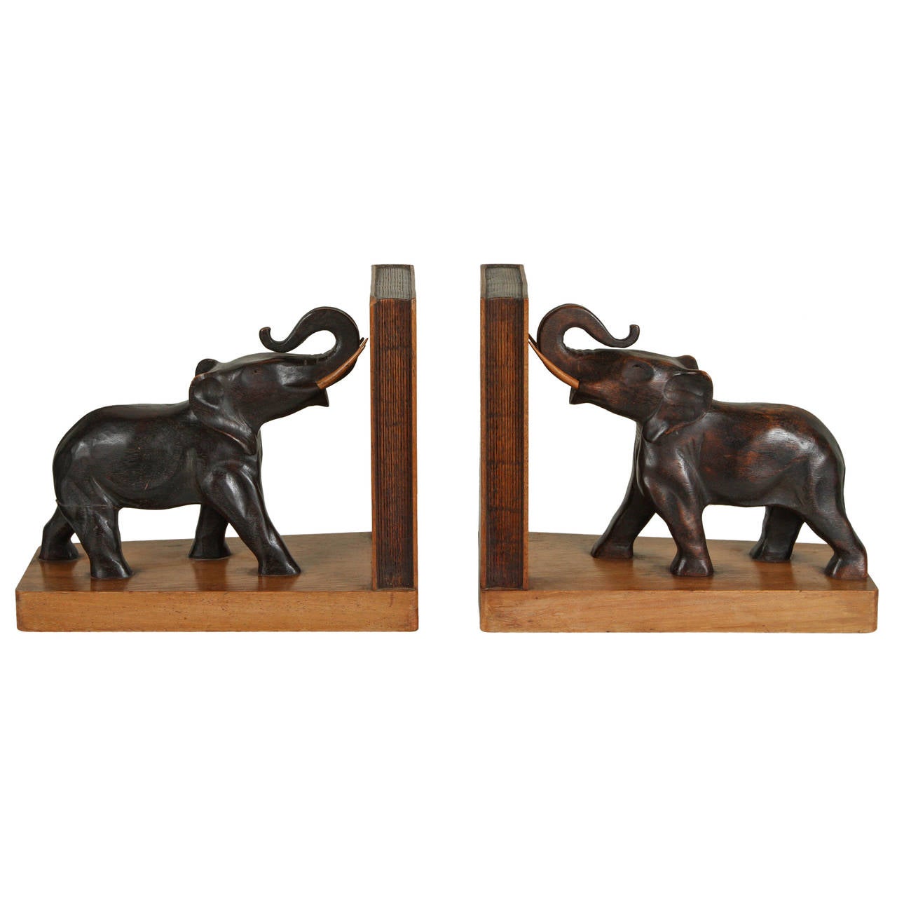 Pair of Art Deco Elephant Bookends For Sale at 1stdibs
