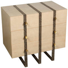 Paul Marra Three-Drawer Chest in Bleached Douglas Fir and Inset Iron Band 8