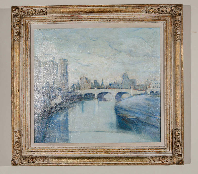 Fully restored American Impressionist oil painting of a city river setting by Pennsylvania artist Ella Boocock Hoedt.
Visit the Paul Marra storefront to see more furnishings and lighting including 21st Century.