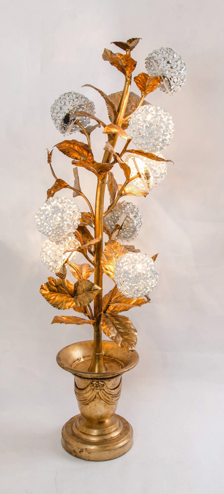 Brass Rare US 1950s  Hydrangea Standard Lamp