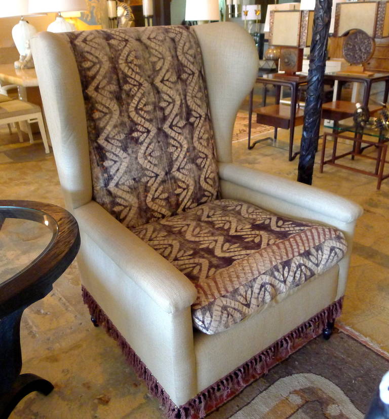 Pair Bohemian Early 20th Century Wingback Chairs For Sale 4