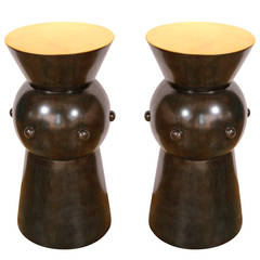 Cast Stone Side Tables with 22-Karat Gold Tops 12