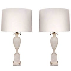 Pair of Italian Neoclassical Marble Table Lamps