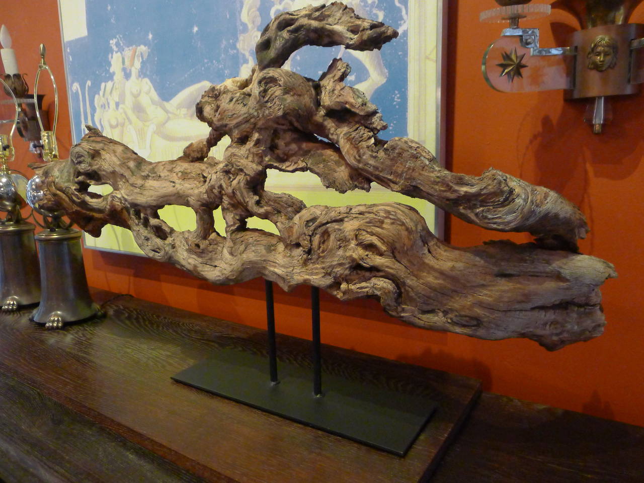 Organic Sculptural Driftwood Mounted on Handmade Base 3