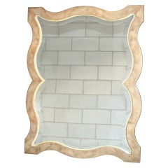 Antiqued Glossy Shagreen Mirror in Ivory Tones