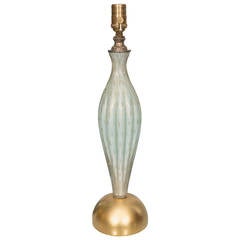 1940s Murano Opaline Glass Lamp with Gold Leaf Base