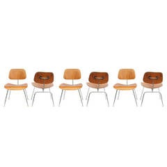 Set of Six Early Charles Eames DCM Chairs for Herman Miller