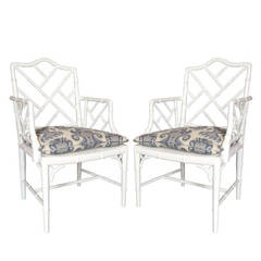 Pair of Faux Bamboo Chippendale Armchairs