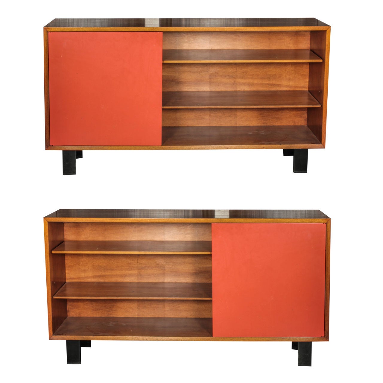 George Nelson Primavera Bookcases with Original Red Doors, Manufactured by Herman Miller