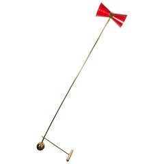 Italian Brass and Enameled Floor Lamp with Unusual Counterweight Design