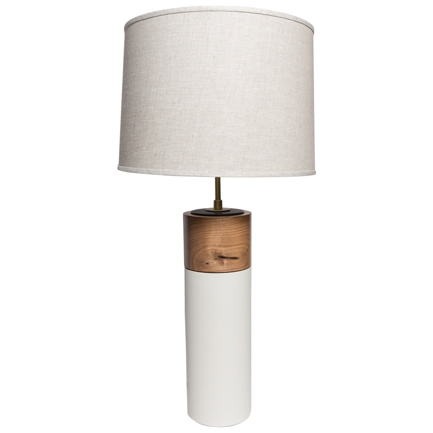 Stone and Sawyer Ceramic and Walnut Table Lamps For Sale