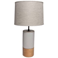 "Short Baxter, " Ceramic and Oak Table Lamps by Stone and Sawyer