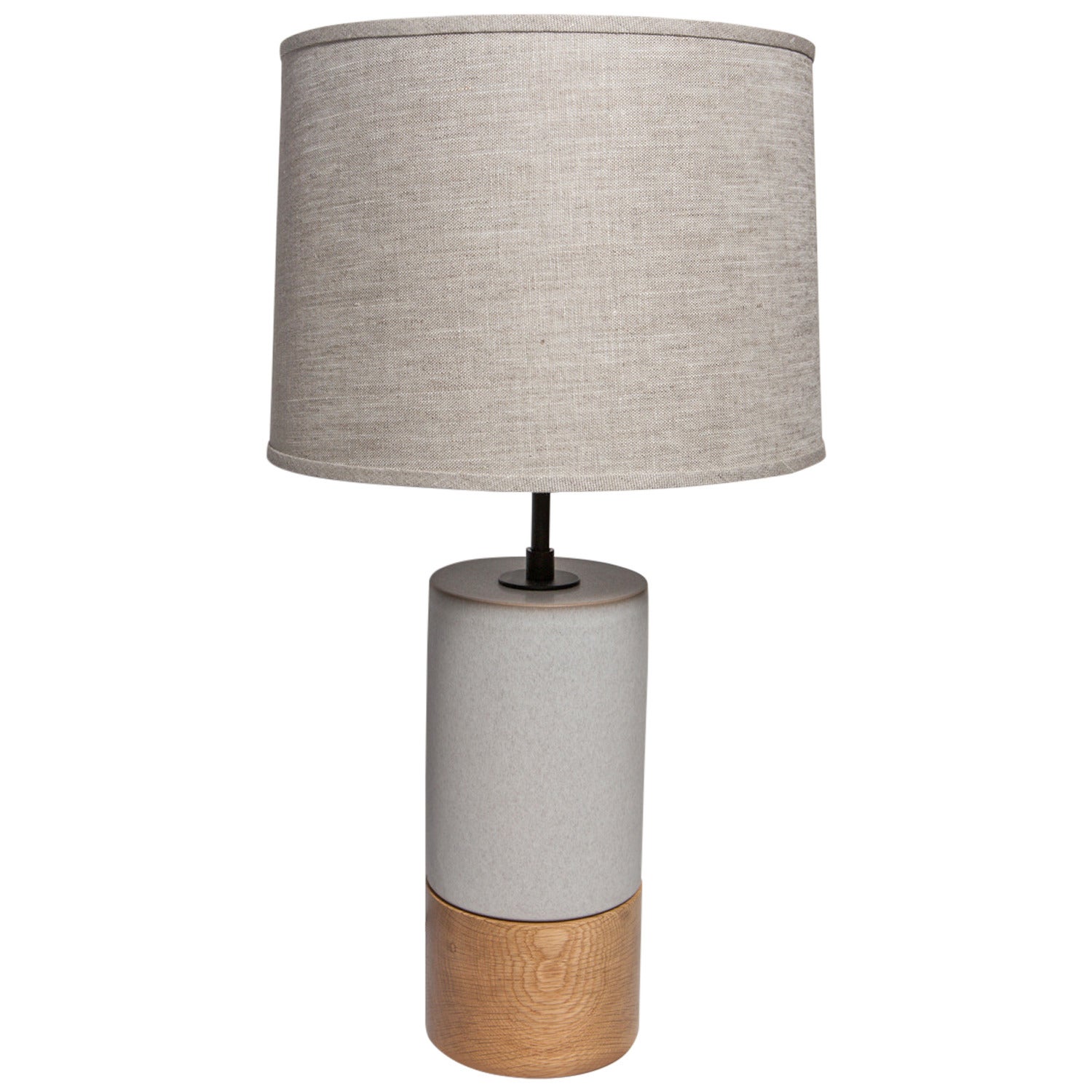 "Short Baxter, " Ceramic and Oak Table Lamps by Stone and Sawyer For Sale