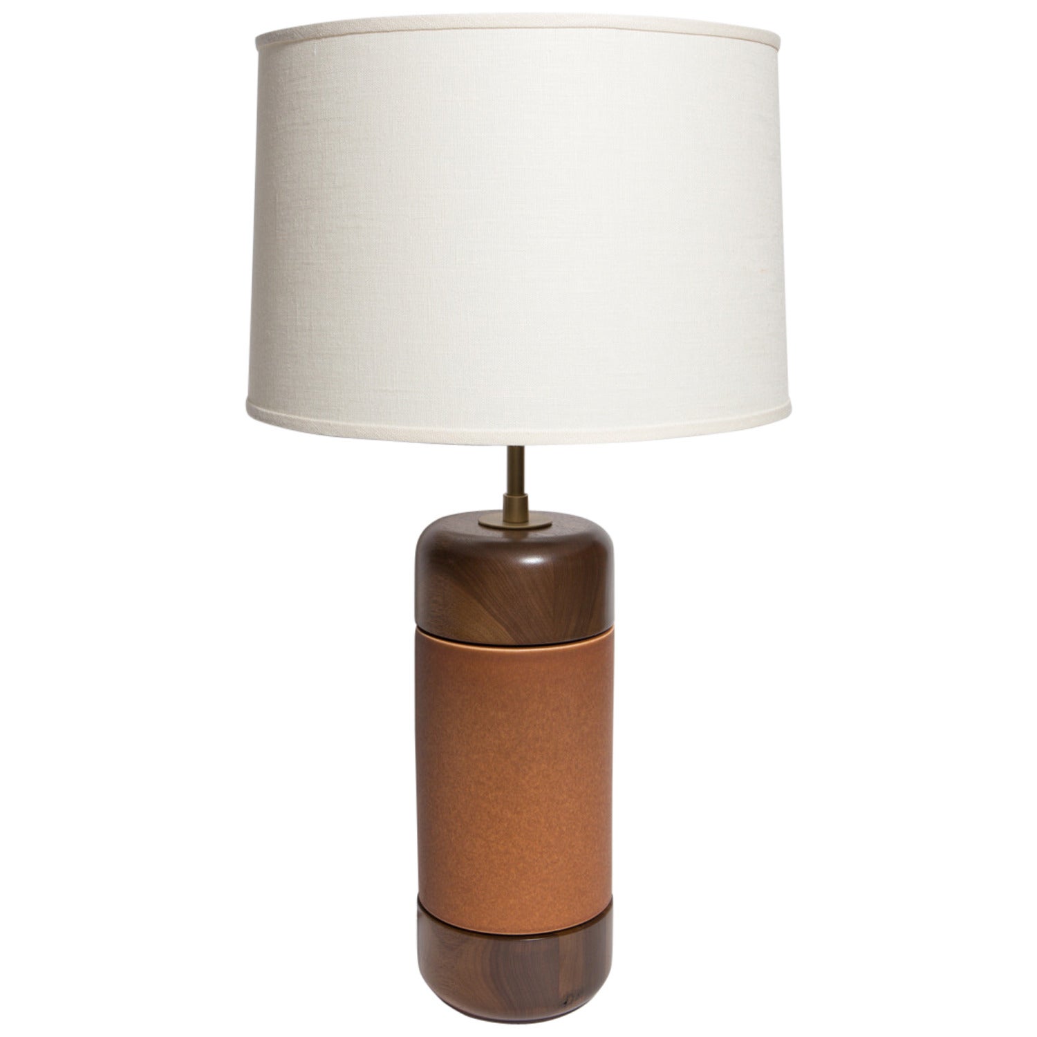 Stone and Sawyer Walnut and Ceramic Table Lamp For Sale