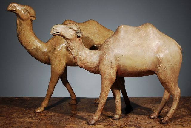 Pair of Italian Papier Mache Camels, Genovese