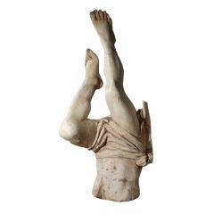 An Italian Painted Wood Sculpture of a Male Torso and Legs