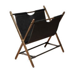 French Brass and Leather Book Rack