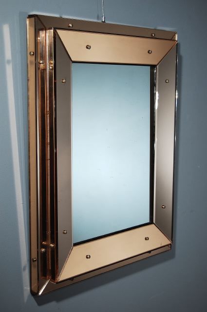 A French Pale Copper Colored Step Molded Mirror