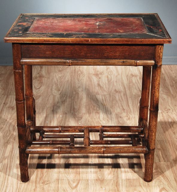19th Century A Napoleon III Lacquer and Bamboo Writing Table For Sale