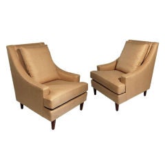 A Pair of Large French Modern Upholstered Armchairs