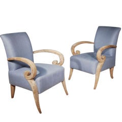 A Pair of French Ceruse Oak Fauteuils