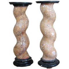 A Near Pair of French Painted Barley-Twist Columns