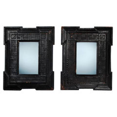 A Pair of Spanish Renaissance Revival Embossed Leather Frames
