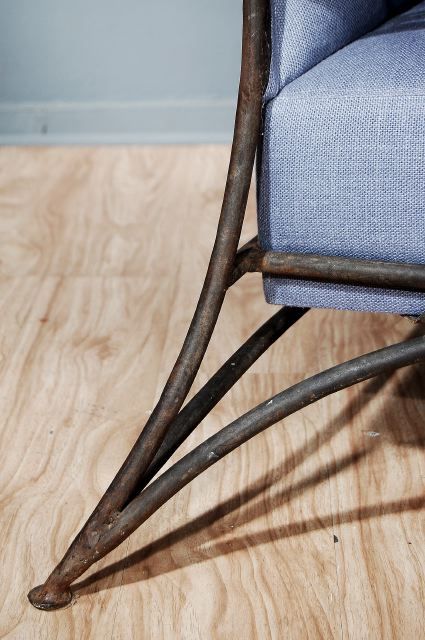 A Pair of Italian Welded Iron and Upholstered Armchairs For Sale 7