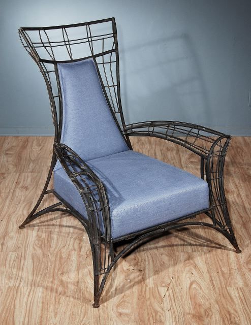 A Pair of Italian Welded Iron and Upholstered Armchairs For Sale 1