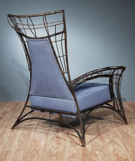 A Pair of Italian Welded Iron and Upholstered Armchairs For Sale 2