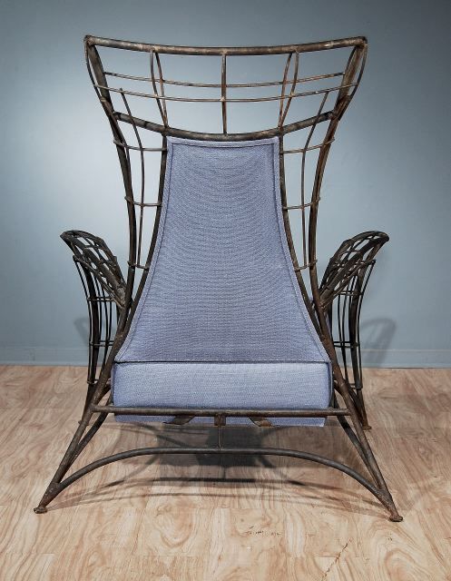 A Pair of Italian Welded Iron and Upholstered Armchairs For Sale 4