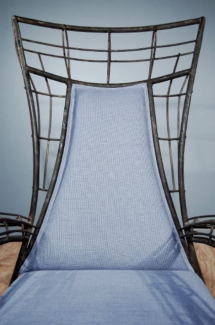 A Pair of Italian Welded Iron and Upholstered Armchairs For Sale 5