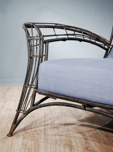 A Pair of Italian Welded Iron and Upholstered Armchairs For Sale 6