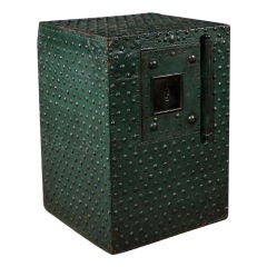 An Industrian French Green Metal Coffer