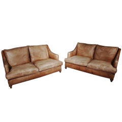 A Pair of European Leather Sofas