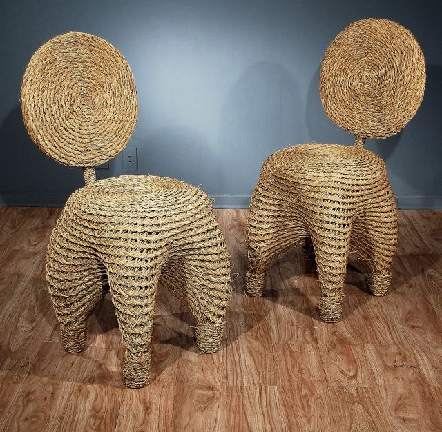 A Set of 8 Modern French Rope Chairs
