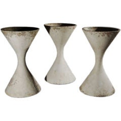 A Set of 3 Modern French White Plaster Vases