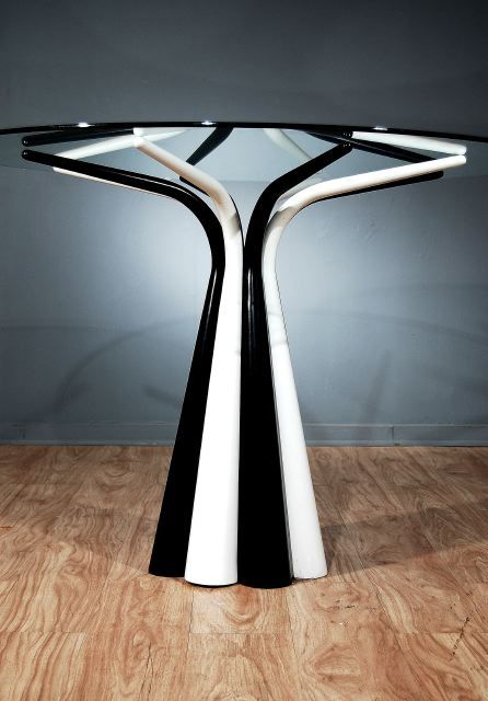 A Modern French Painted Metal and Glass Center Table