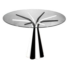 A Modern French Painted Metal and Glass Center Table