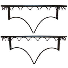 Pair Mid-Century Wall Shelves Pair Mid-Century Wall Shelves