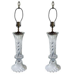 Pair of Swirled Glass Lamps