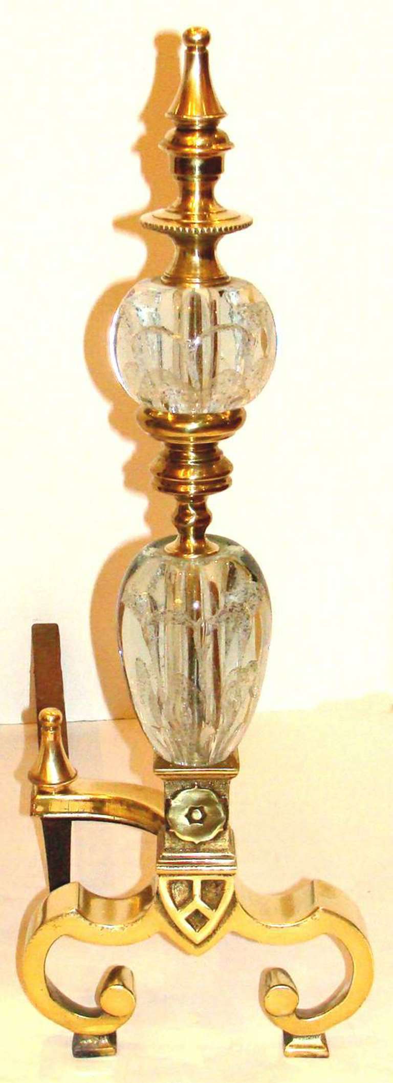 American Brass and Crystal Andirons