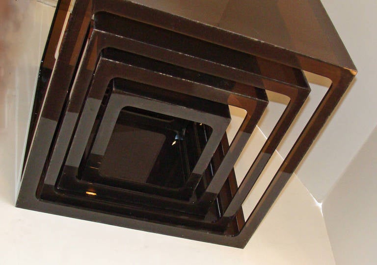 Mid-Century Modern Allesandro Albrizzi          Nest of Four Lucite Cube Tables