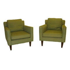 Outstanding Pair of Edward Wormley Club Chairs plus Ottoman