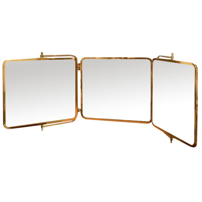 Three-Panel Solid  Brass Hanging Mirror