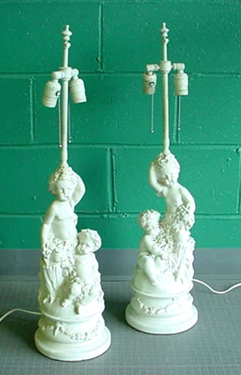 Beautifully modeled plaster lamps in a modern/neoclassical style.