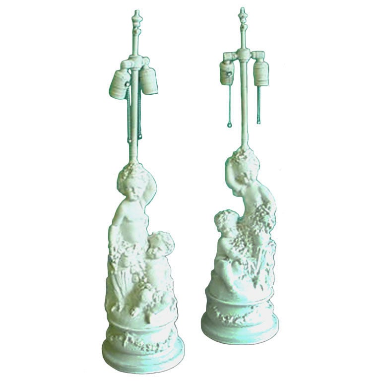 Pair of "Cherub" Table Lamps For Sale