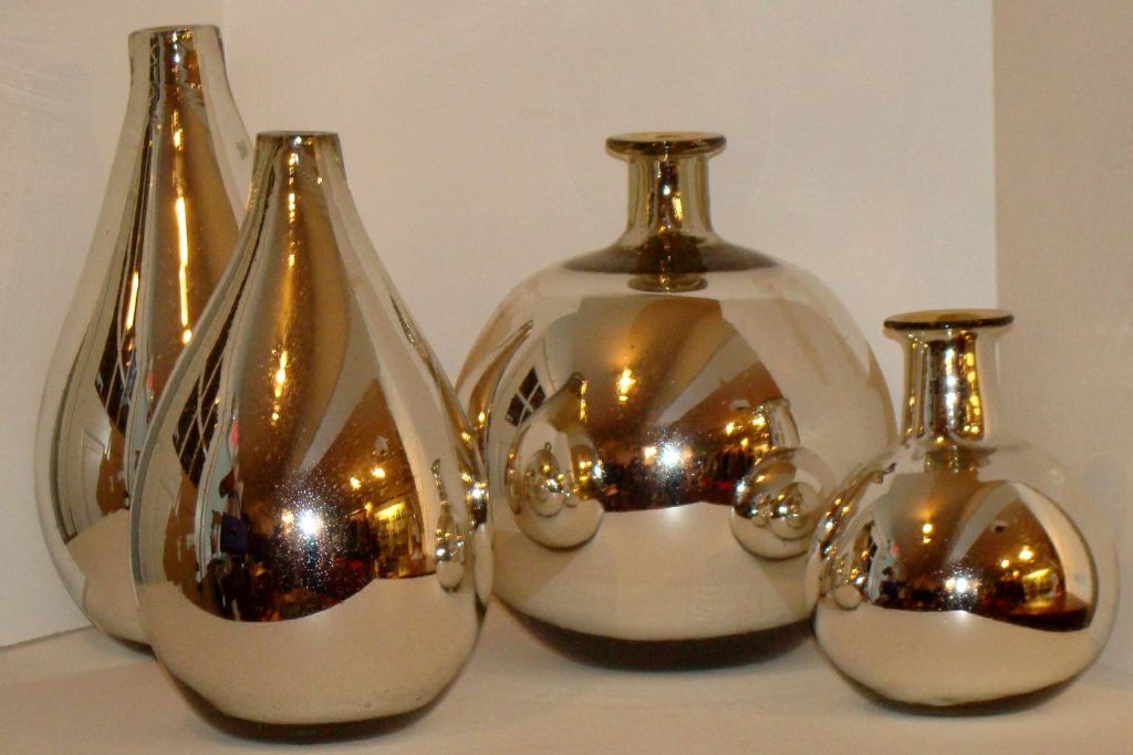 Two Mercury Glass Bottle Vases 1