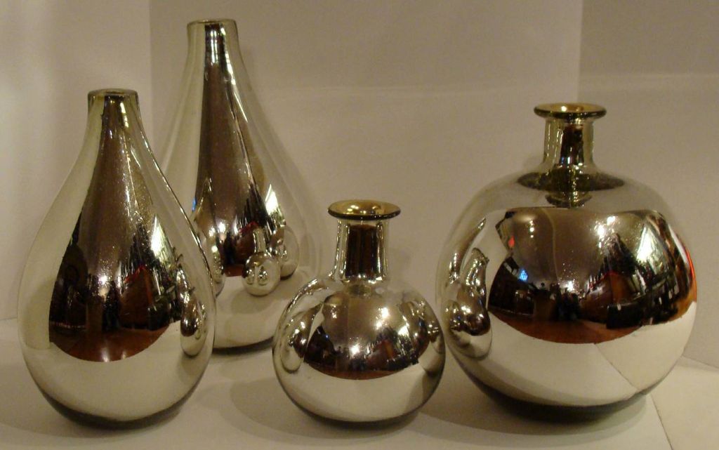 Two Mercury Glass Bottle Vases 2