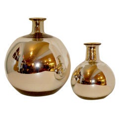 Two Mercury Glass Bottle Vases